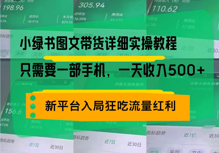 小绿书图文带货详细实操教程，只需要一部手机，一天收入500+，轻松变现-E六资源