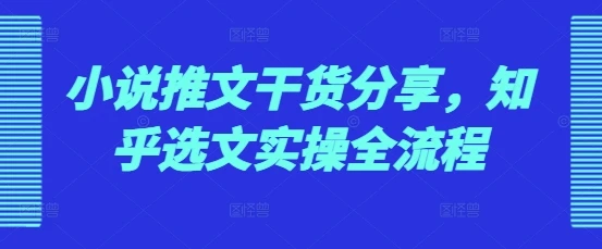 图片[1]-小说推文干货分享，知乎选文实操全流程-E六资源