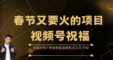 春节又要火的项目视频号祝福，分成计划+带货双收益，轻松月入几个W-E六资源