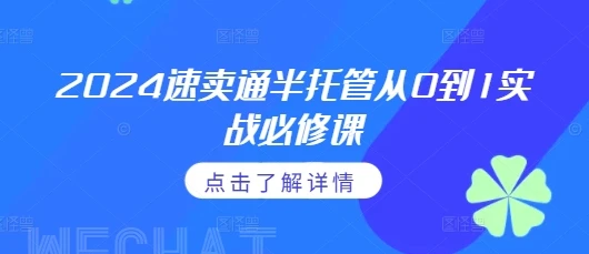 图片[1]-2024速卖通半托管从0到1实战必修课，掌握通投广告打法、熟悉速卖通半托管的政策细节-E六资源