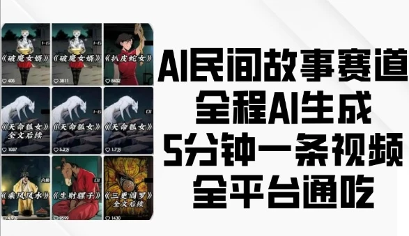 图片[1]-AI民间故事赛道，全程AI生成5分钟一条视频，全平台通吃-E六资源