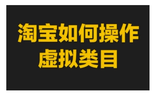 淘宝如何操作虚拟类目，淘宝虚拟类目玩法实操教程-E六资源