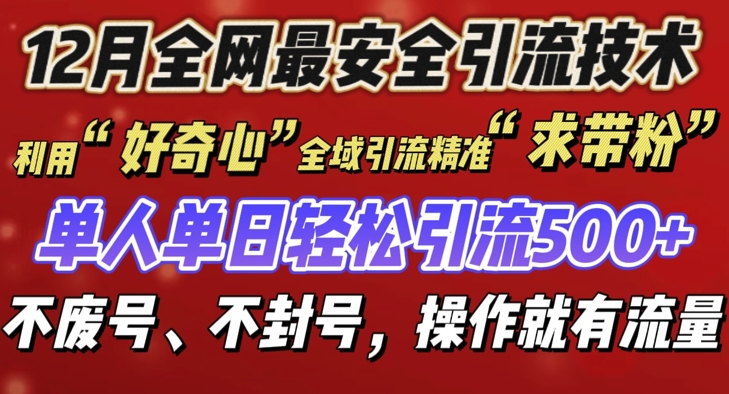 12 月份全网最安全引流创业粉技术来袭，不封号不废号，有操作就有流量-E六资源