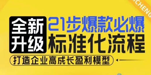 21步爆款必爆标准化流程，全新升级，打造企业高成长盈利模型-E六资源