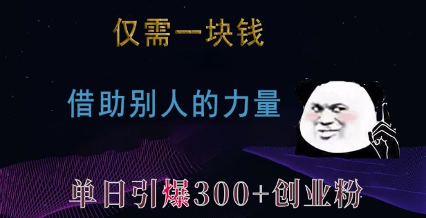 仅需一块钱，借助别人的力量，单日引爆300+创业粉、兼职粉-E六资源