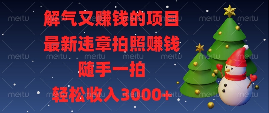 解气又赚钱的项目，最新违章拍照赚钱，随手一拍，轻松收入3000+-E六资源