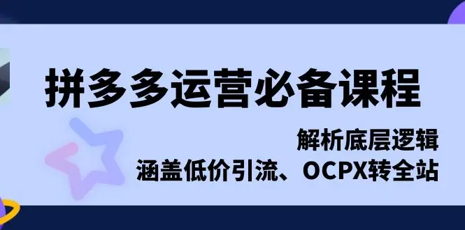 图片[1]-拼多多运营必备课程，解析底层逻辑，涵盖低价引流、OCPX转全站-E六资源