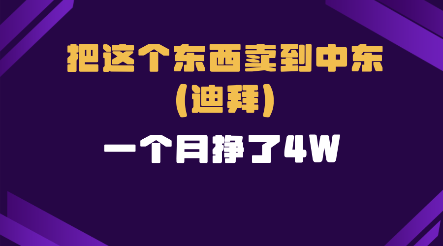 跨境电商一个人在家把货卖到迪拜，暴力项目拆解-E六资源