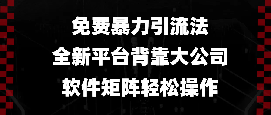 免费暴力引流法，全新平台，背靠大公司，软件矩阵轻松操作-E六资源