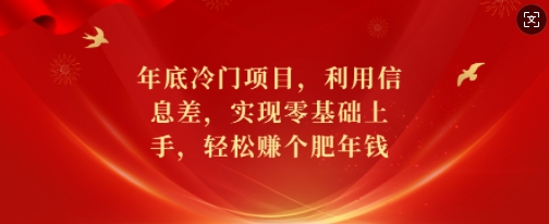 年底冷门项目，利用信息差，实现零基础上手，轻松赚个肥年钱-E六资源