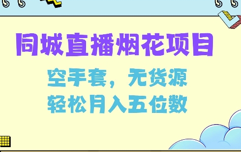 同城烟花项目，空手套，无货源，轻松月入5位数-E六资源