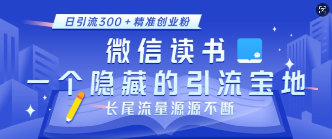 微信读书，一个隐藏的引流宝地，不为人知的小众打法，日引流300+精准创业粉，长尾流量源源不断-E六资源