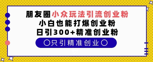 朋友圈小众玩法引流创业粉，小白也能打爆创业粉，日引300+精准创业粉-E六资源