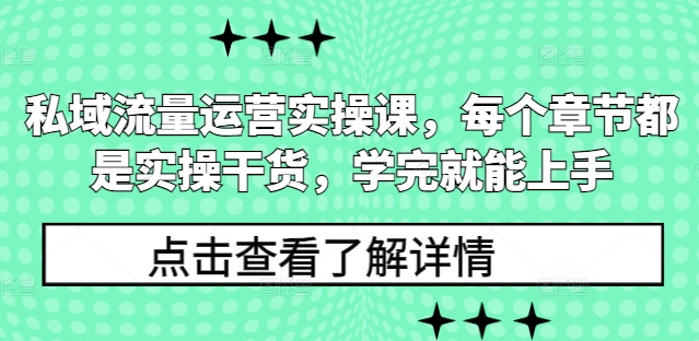 私域流量运营实操课，每个章节都是实操干货，学完就能上手-E六资源