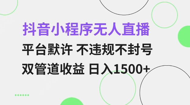 抖音小程序无人直播 平台默许 不违规不封号 双管道收益 日入多张 小白也能轻松操作【仅揭秘】-E六资源