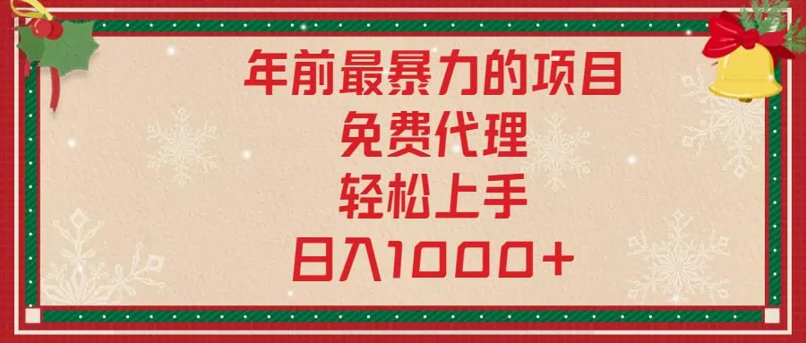 图片[1]-年前最暴力的项目，免费代理，轻松上手，日入1000+-E六资源