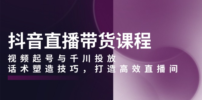 抖音直播带货课程，视频起号与千川投放，话术塑造技巧，打造高效直播间-E六资源