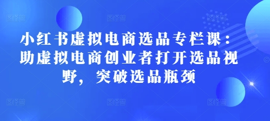 小红书虚拟电商选品专栏课：助虚拟电商创业者打开选品视野，突破选品瓶颈-E六资源