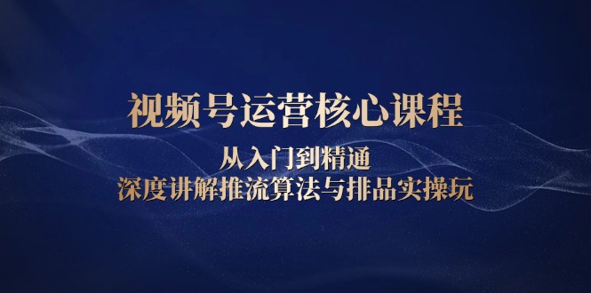 视频号运营核心课程，从入门到精通，深度讲解推流算法与排品实操玩-E六资源