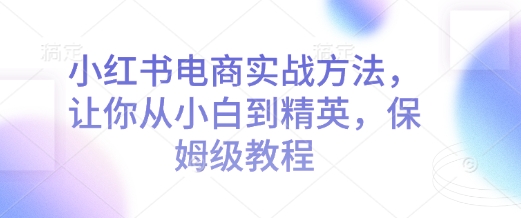 小红书电商实战方法，让你从小白到精英，保姆级教程-E六资源