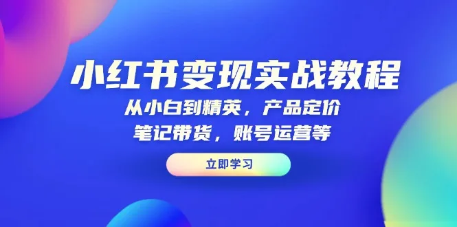 图片[1]-小红书变现实战教程：从小白到精英，产品定价，笔记带货，账号运营等-E六资源
