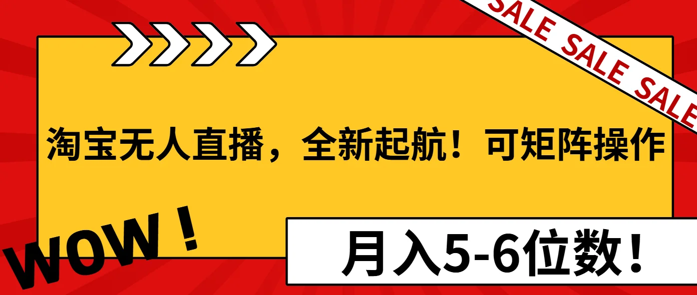 图片[1]-淘宝无人直播，全新起航！可矩阵操作，月入5-6位数！-E六资源