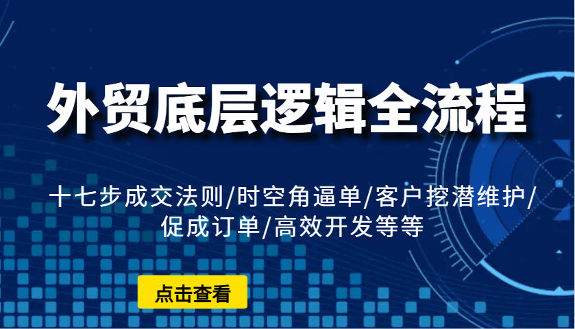 外贸底层逻辑全流程：十七步成交法则/时空角逼单/客户挖潜维护/促成订单/高效开发等等-E六资源
