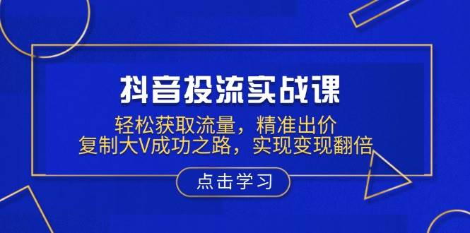 抖音投流实战课，轻松获取流量，精准出价，复制大V成功之路，实现变现翻倍-E六资源