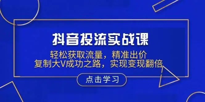 图片[1]-抖音投流实战课，轻松获取流量，精准出价，复制大V成功之路，实现变现翻倍-E六资源