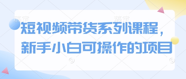 短视频带货系列课程，新手小白可操作的项目-E六资源