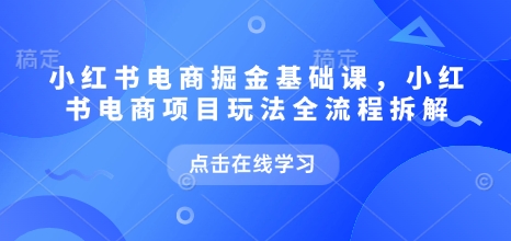 小红书电商掘金课，小红书电商项目玩法全流程拆解-E六资源