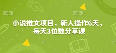 图片[1]-小说推文项目，新人操作6天，每天3位数分享课-E六资源