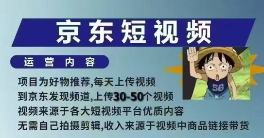 图片[1]-京东短视频带货课，无需自己拍摄剪辑，保姆式教学，两天快速上手-E六资源