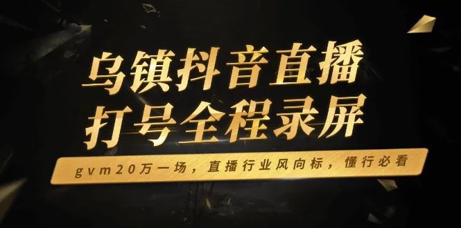 图片[1]-乌镇抖音直播打号全程录屏，gvm20万一场，直播行业风向标，懂行必看-E六资源