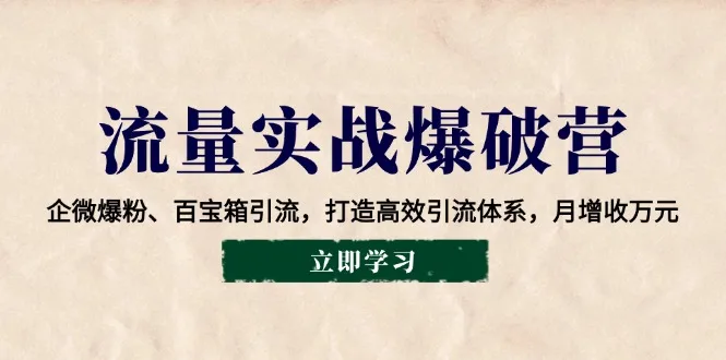 图片[1]-流量实战爆破营：企微爆粉、百宝箱引流，打造高效引流体系，月增收万元-E六资源