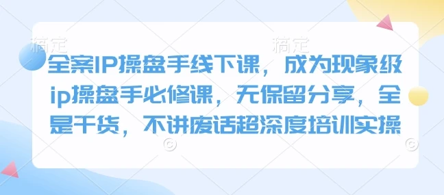 图片[1]-全案IP操盘手线下课，成为现象级ip操盘手必修课，无保留分享，全是干货，不讲废话超深度培训实操-E六资源