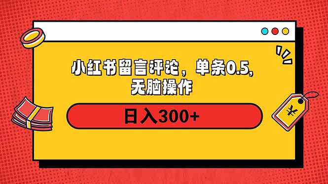 小红书评论单条0.5元，日入300＋，无上限，详细操作流程-E六资源