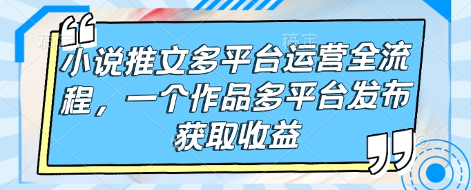 小说推文多平台运营全流程，一个作品多平台发布获取收益-E六资源