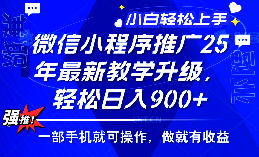 2025年微信小程序推广，最新教学升级，轻松日入900+，小白宝妈轻松上手…-E六资源
