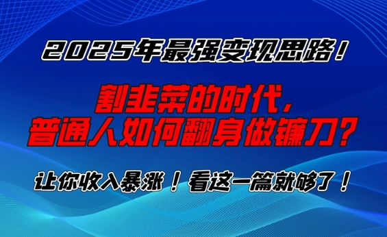 2025年最强变现思路，割韭菜的时代， 普通人如何翻身做镰刀？-E六资源