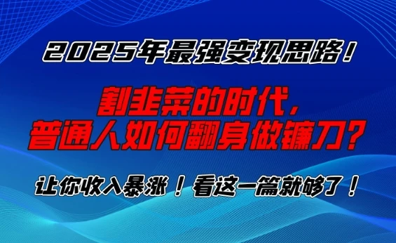 图片[1]-2025年最强变现思路，割韭菜的时代， 普通人如何翻身做镰刀？-E六资源