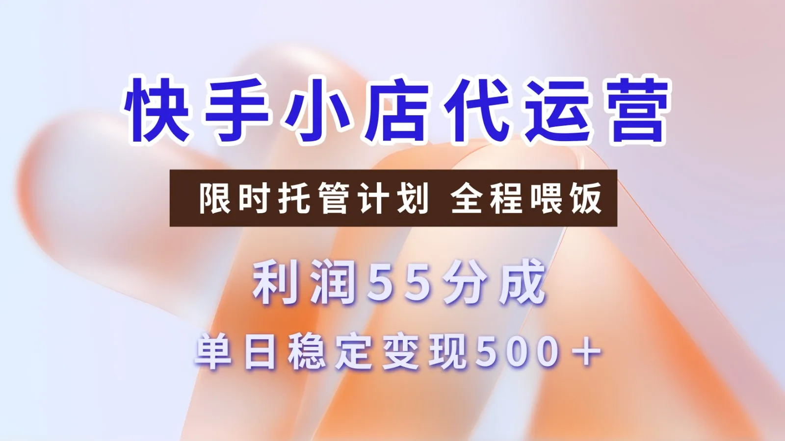 图片[1]-快手小店代运营，限时托管计划，收益55分，单日稳定变现500+-E六资源