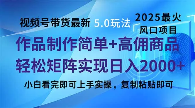 图片[1]-视频号带货最新5.0玩法，作品制作简单，当天起号，复制粘贴，轻松矩阵…-E六资源