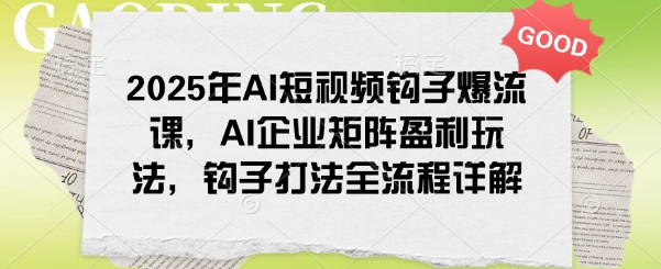 2025年AI短视频钩子爆流课，AI企业矩阵盈利玩法，钩子打法全流程详解-E六资源