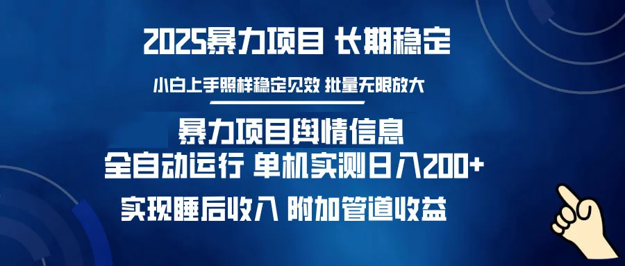 图片[1]-暴力项目舆情信息：多平台全自动运行 单机日入200+ 实现睡后收入-E六资源