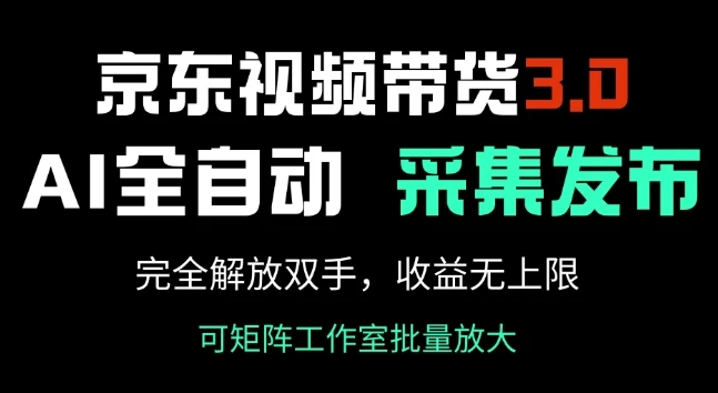 图片[1]-京东视频带货3.0，Ai全自动采集+自动发布，完全解放双手，收入无上限-E六资源