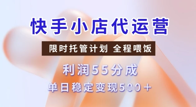 图片[1]-快手小店代运营3.0，模式新升级，收益55分，稳定单日5张-E六资源