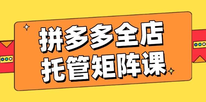 拼多多全店托管矩阵课，盈利动销玩法，高效计划设置，提升店铺效益-E六资源