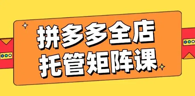 图片[1]-拼多多全店托管矩阵课，盈利动销玩法，高效计划设置，提升店铺效益-E六资源