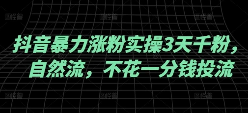 图片[1]-抖音暴力涨粉实操3天千粉，自然流，不花一分钱投流，实操经验分享-E六资源